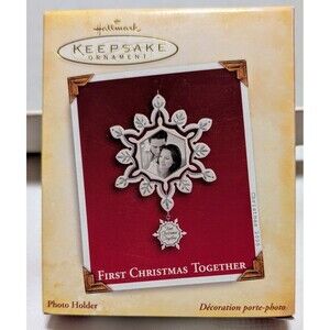 HALLMARK 2005 OUR FIRST CHRISTMAS TOGETHER Photo Snowflake Ornament
